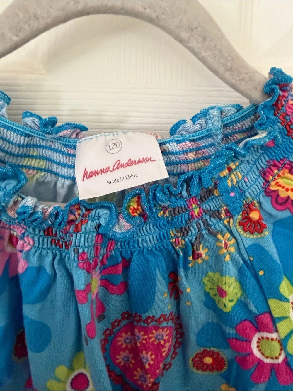 Hanna Andersson Blue Floral Peasant Dress